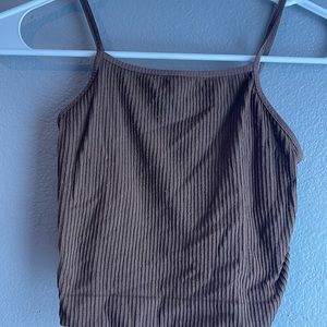 Brown ribbed crop top